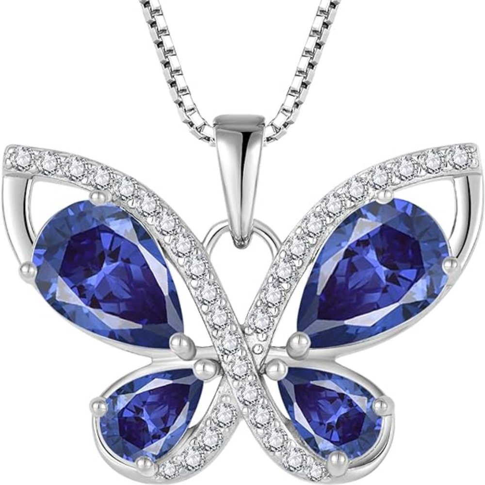925 Sterling Silver Tanzanite Butterfly Pendant